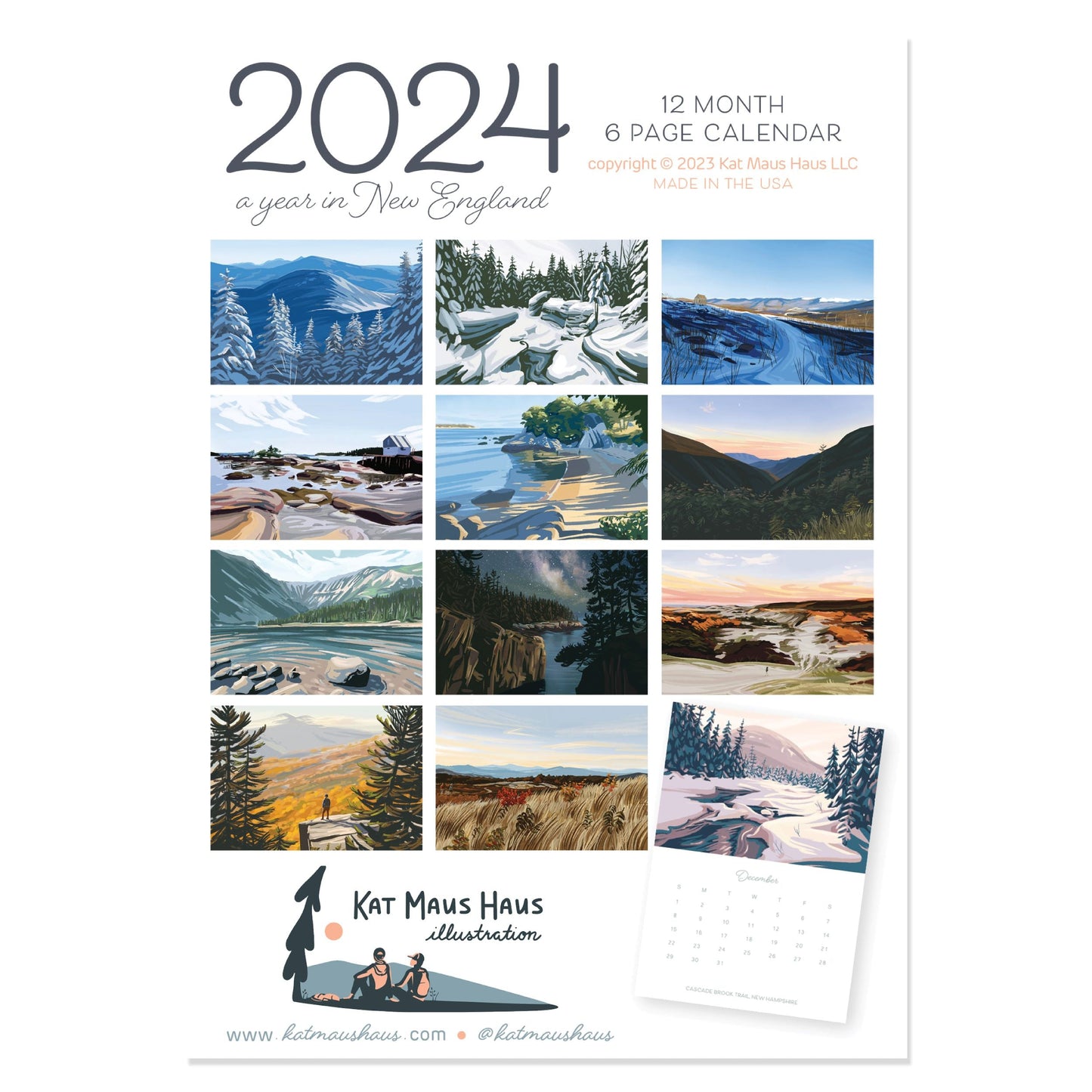 2024 Desk Calendar, "A Year in New England"