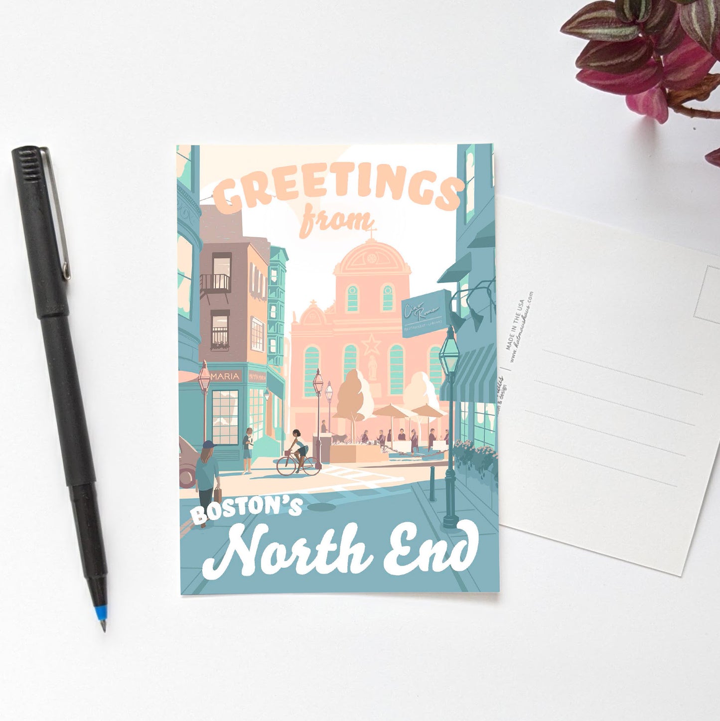 "Greetings from Boston's North End" Postcard