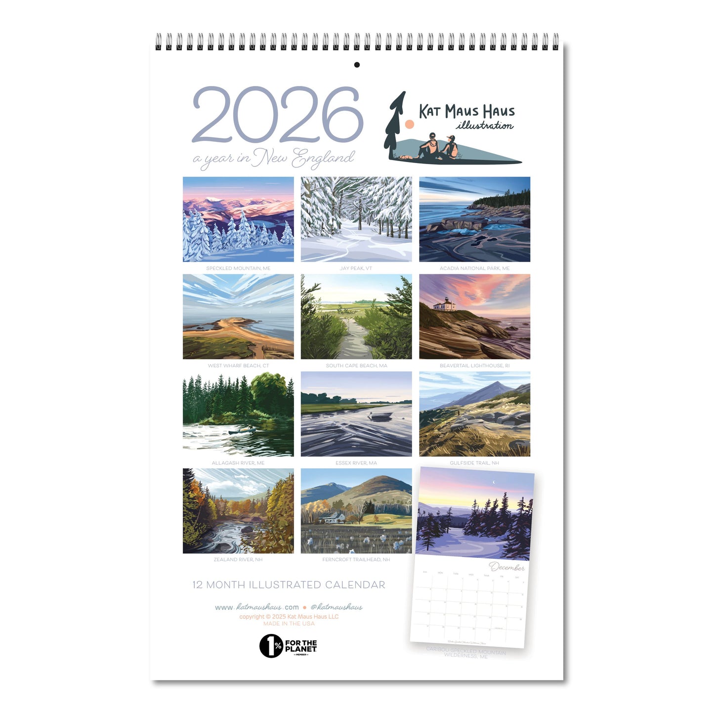 2026 Wall Calendar, "A Year in New England"