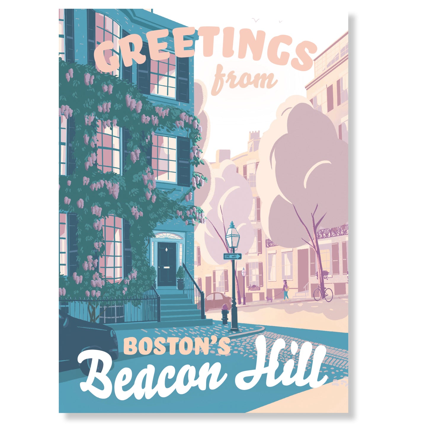 "Greetings from Boston's Beacon Hill" Postcard