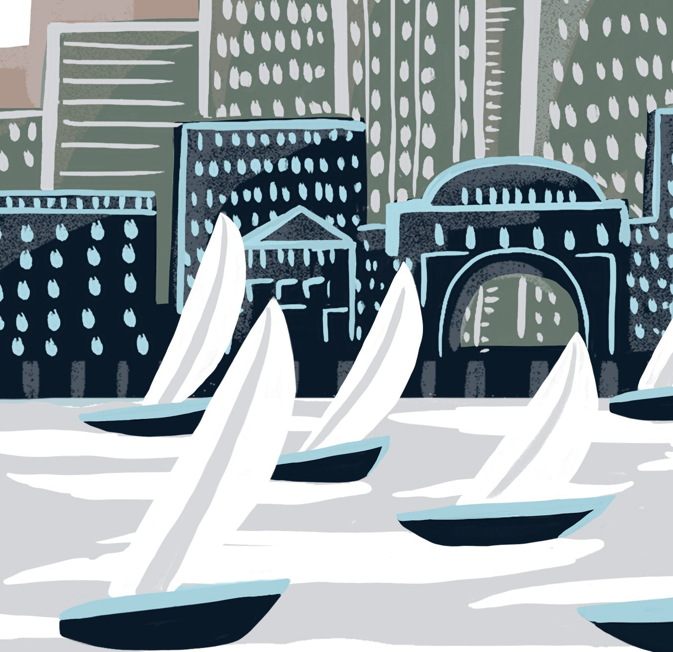 Detail of Boston Harbor Art Print - Kat Maus Haus