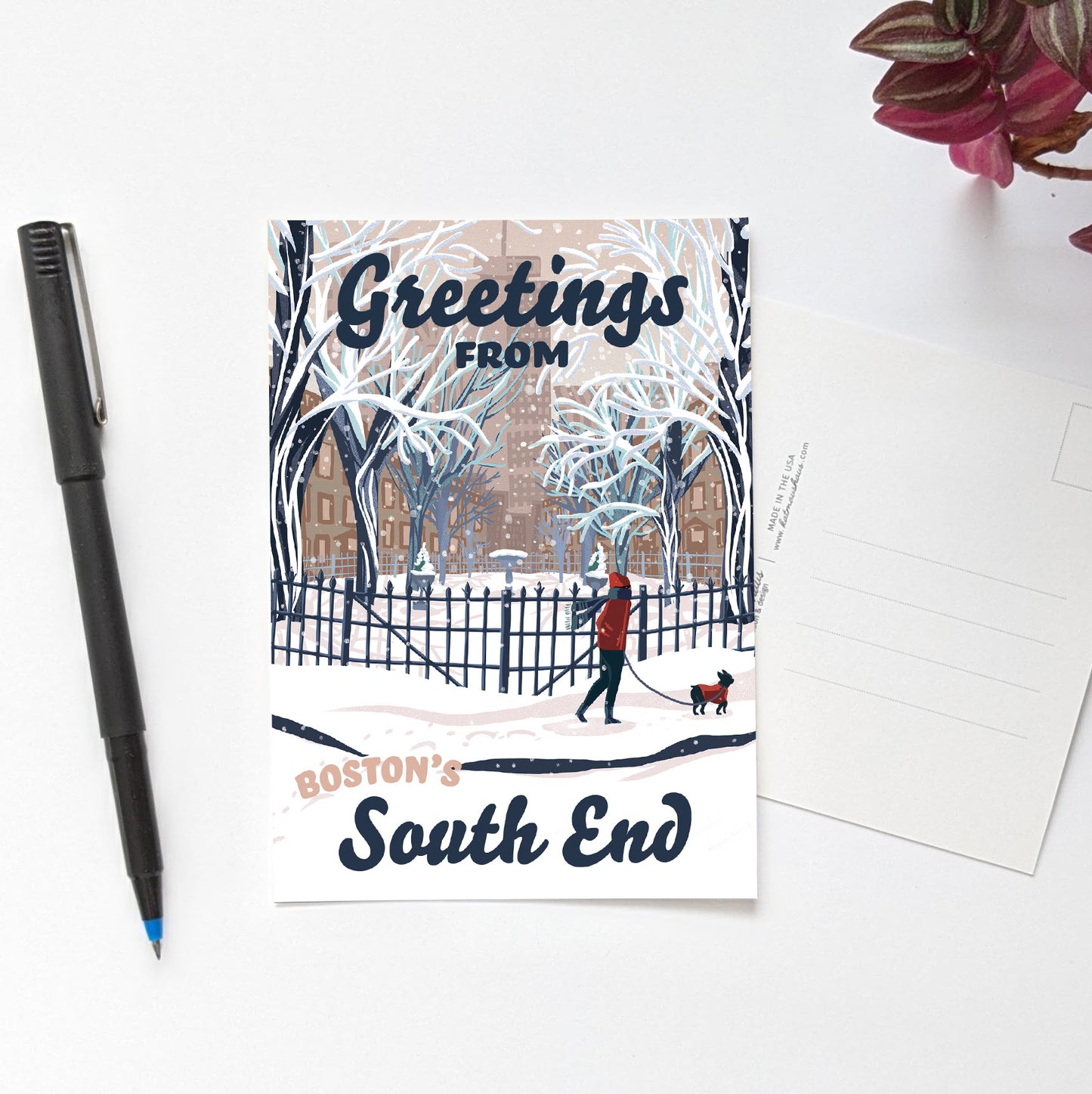 South End, Boston Winter Postcard