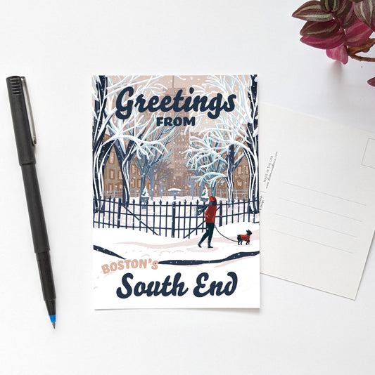 South End, Boston Winter Postcard