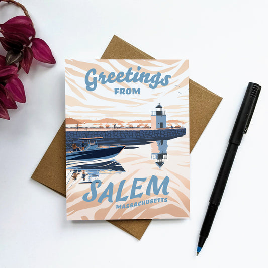 "Greetings from Salem, Massachusetts" Greeting Card