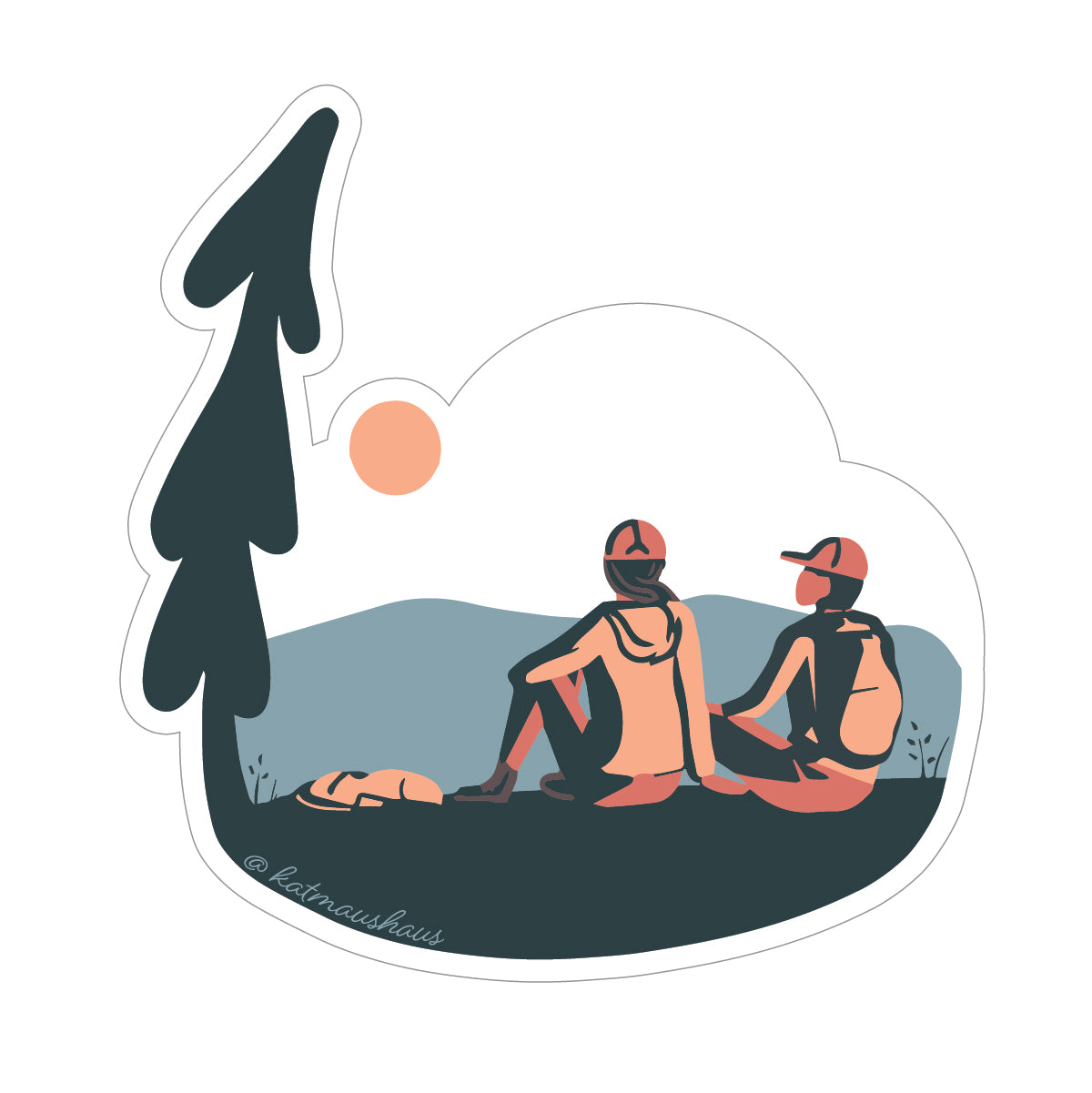 Resting Hikers Sticker