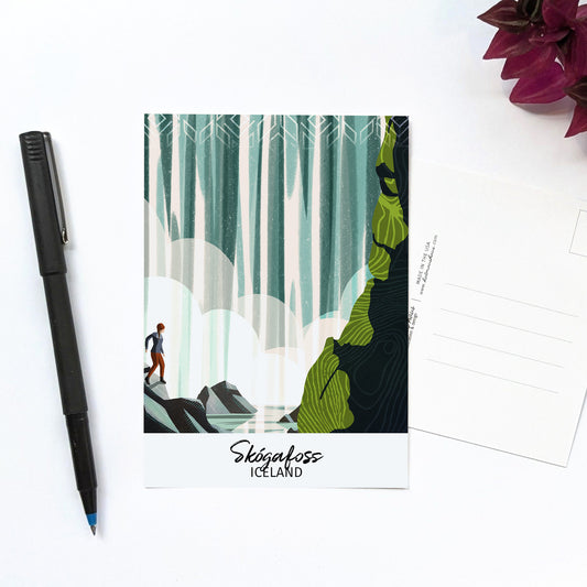 Iceland's Skógafoss Waterfall Postcard