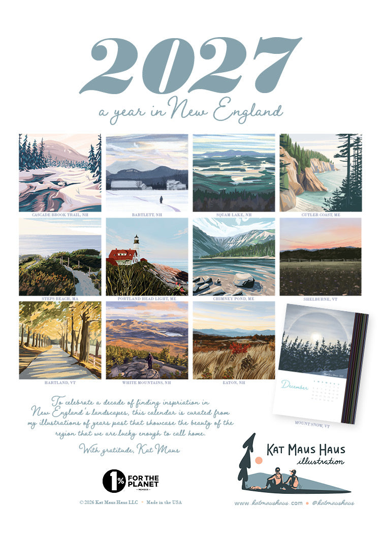 2027 Desk Calendar, "A Year in New England"