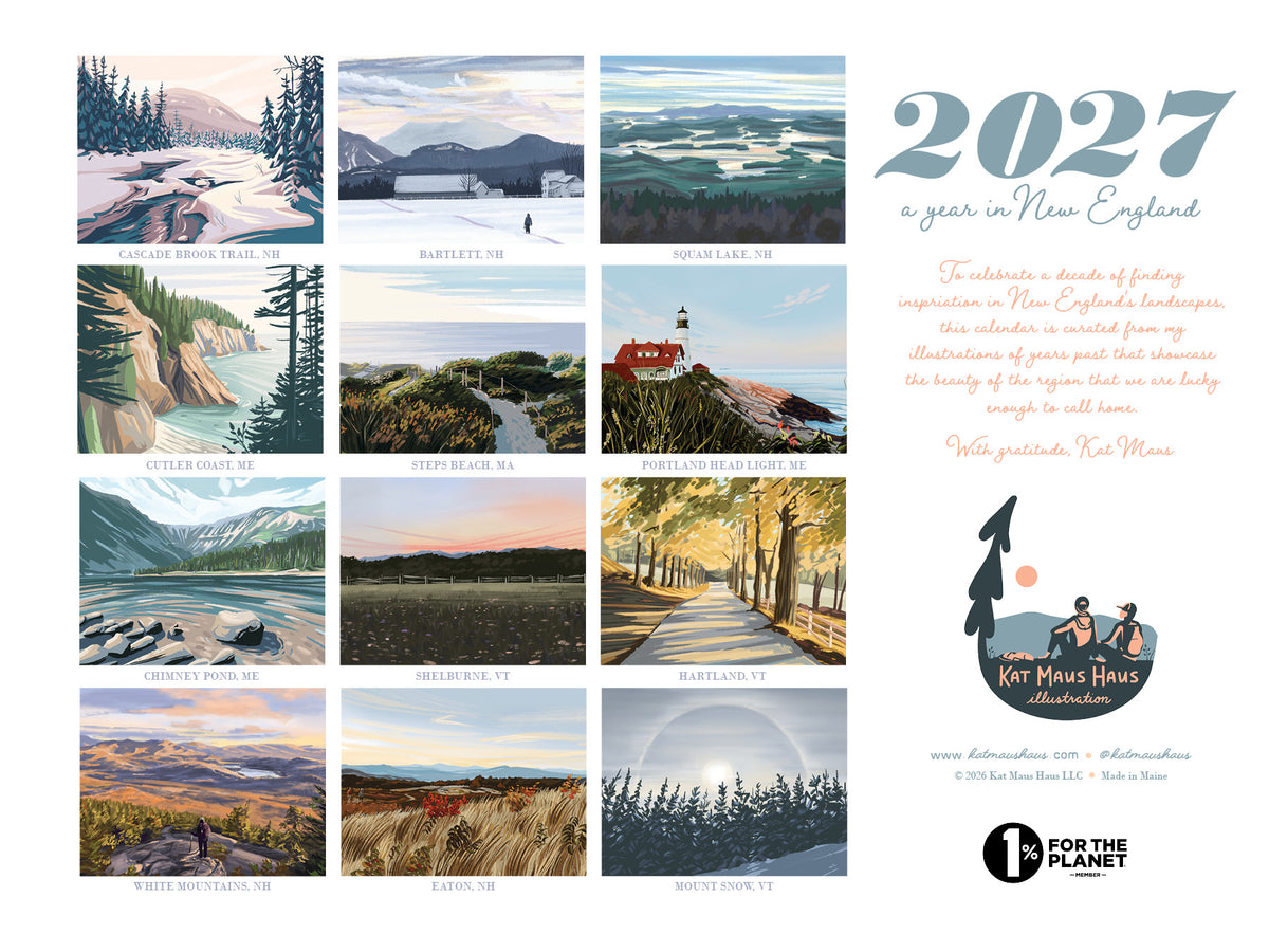 2027 Wall Calendar, "A Year in New England"