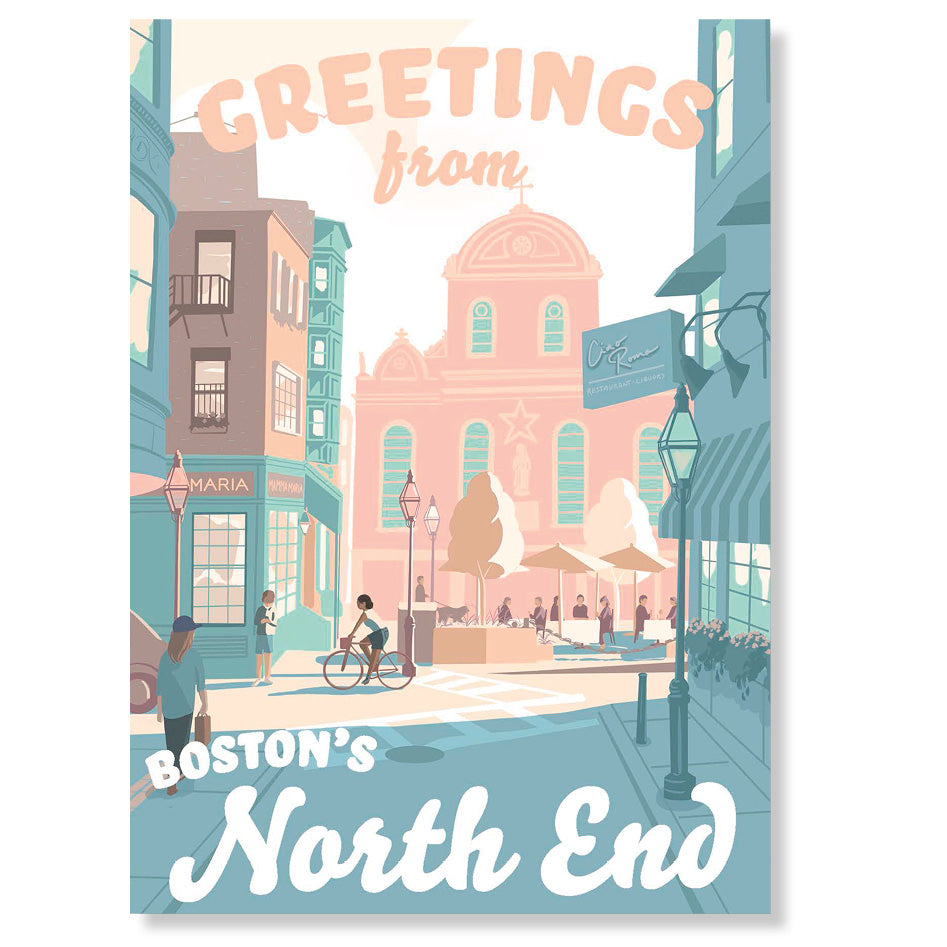 "Greetings from Boston's North End" Postcard