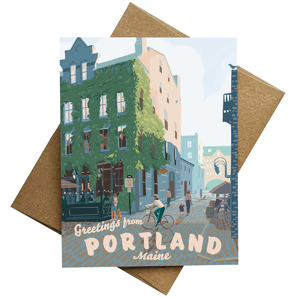 Portland, Maine (Wharf St) Greeting Card