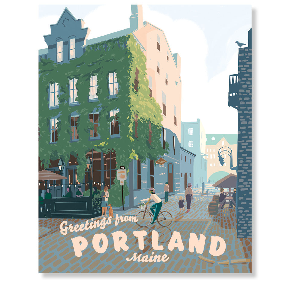 Portland, Maine (Wharf St) Greeting Card
