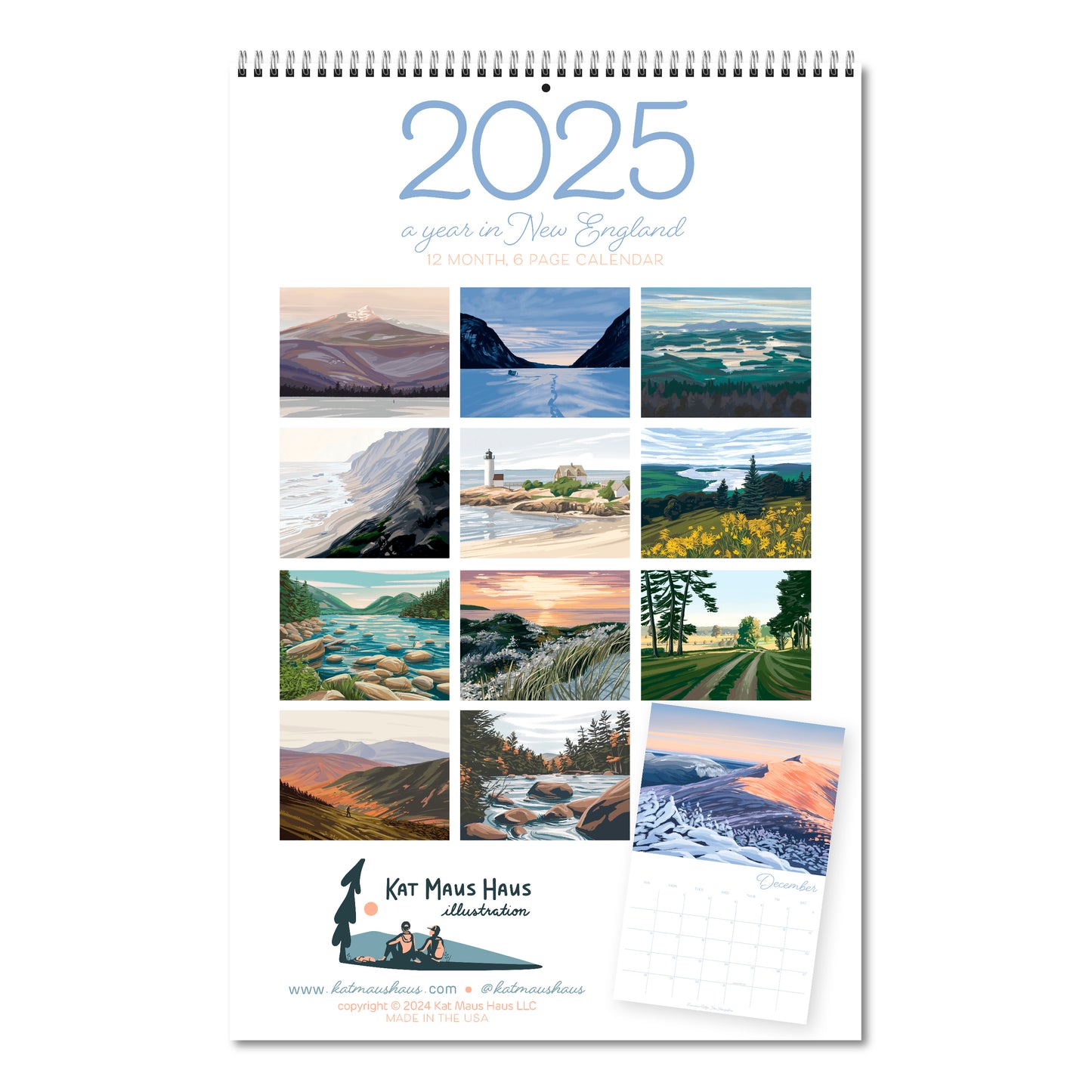 2025 Wall Calendar, "A Year in New England"