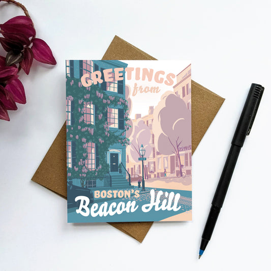 "Greetings from Boston's Beacon Hill" Greeting Card