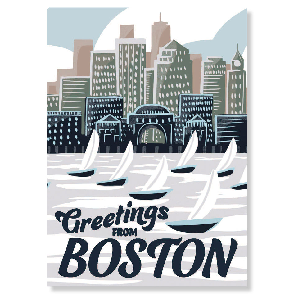 Boston, Massachusetts Postcard – Kat Maus Haus Illustration