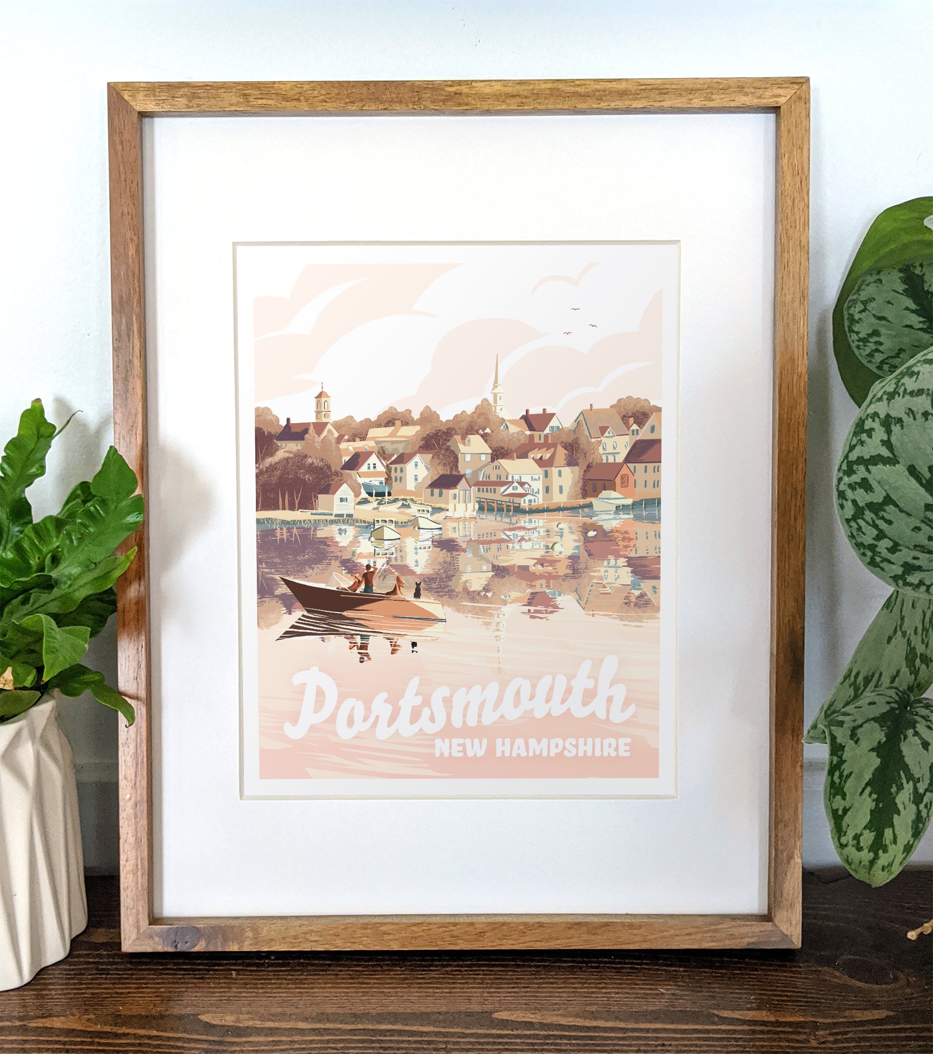 Portsmouth New Hampshire Starfish Home Decor Art Print on Real Wood (9.5