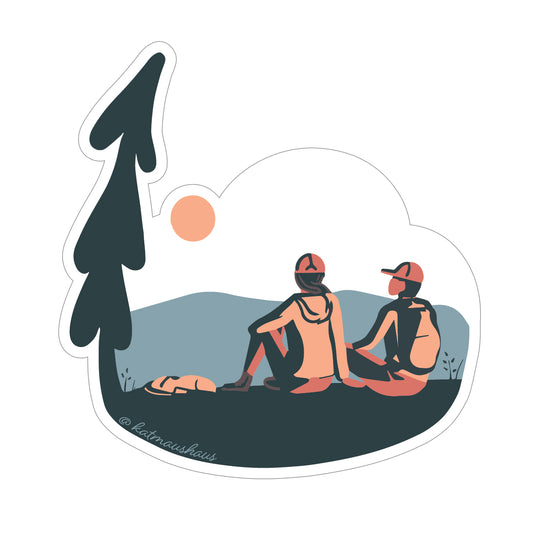 Resting Hikers Sticker