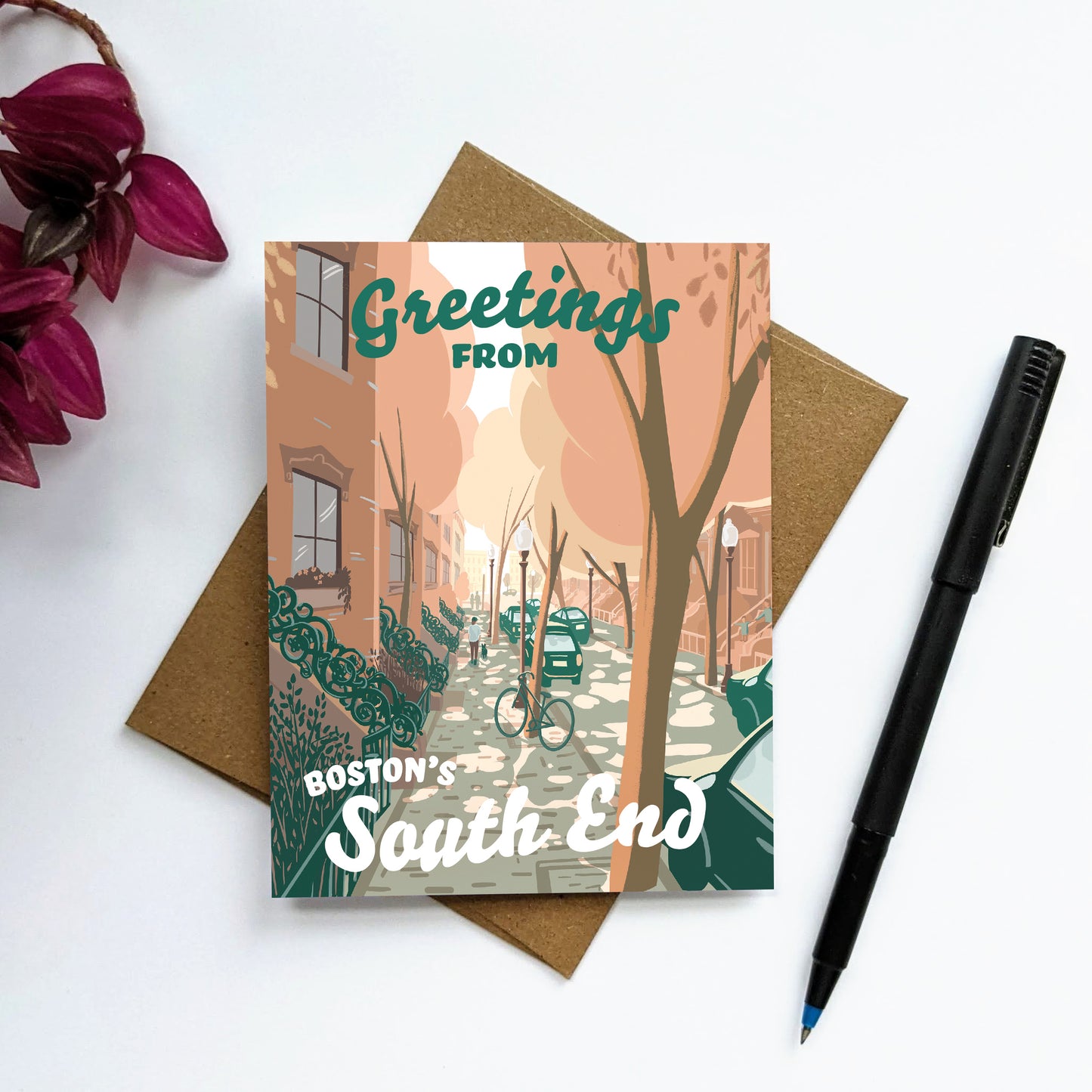 "Greetings from Boston's South End" Greeting Card